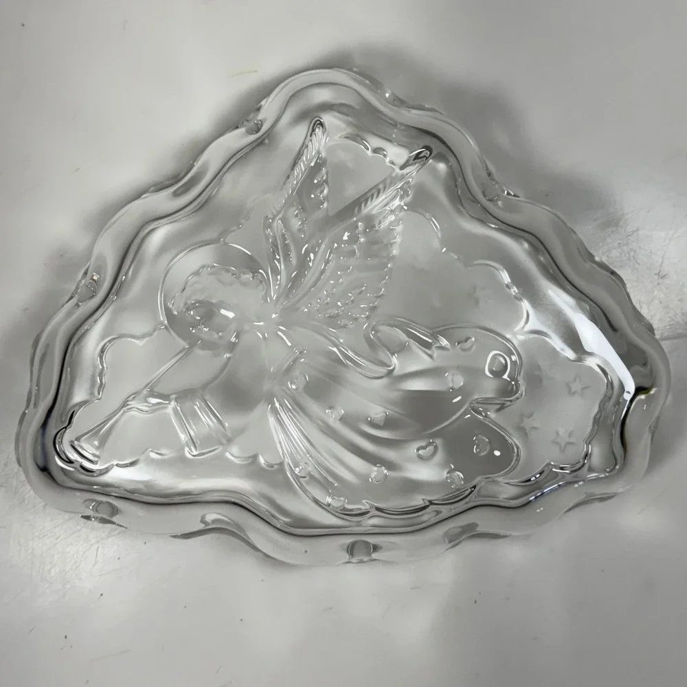 Mikasa‎ Candy Dish Clear Glass Angel Music Trumpet Cloud Shape Trinket Tray 7.5
